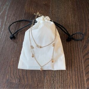 3/$25 Gold and Rhinestone Double Layer Necklace